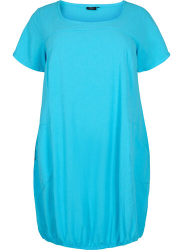 Kurzarm Kleid aus Baumwolle, Blue Atoll, Packshot image number 0