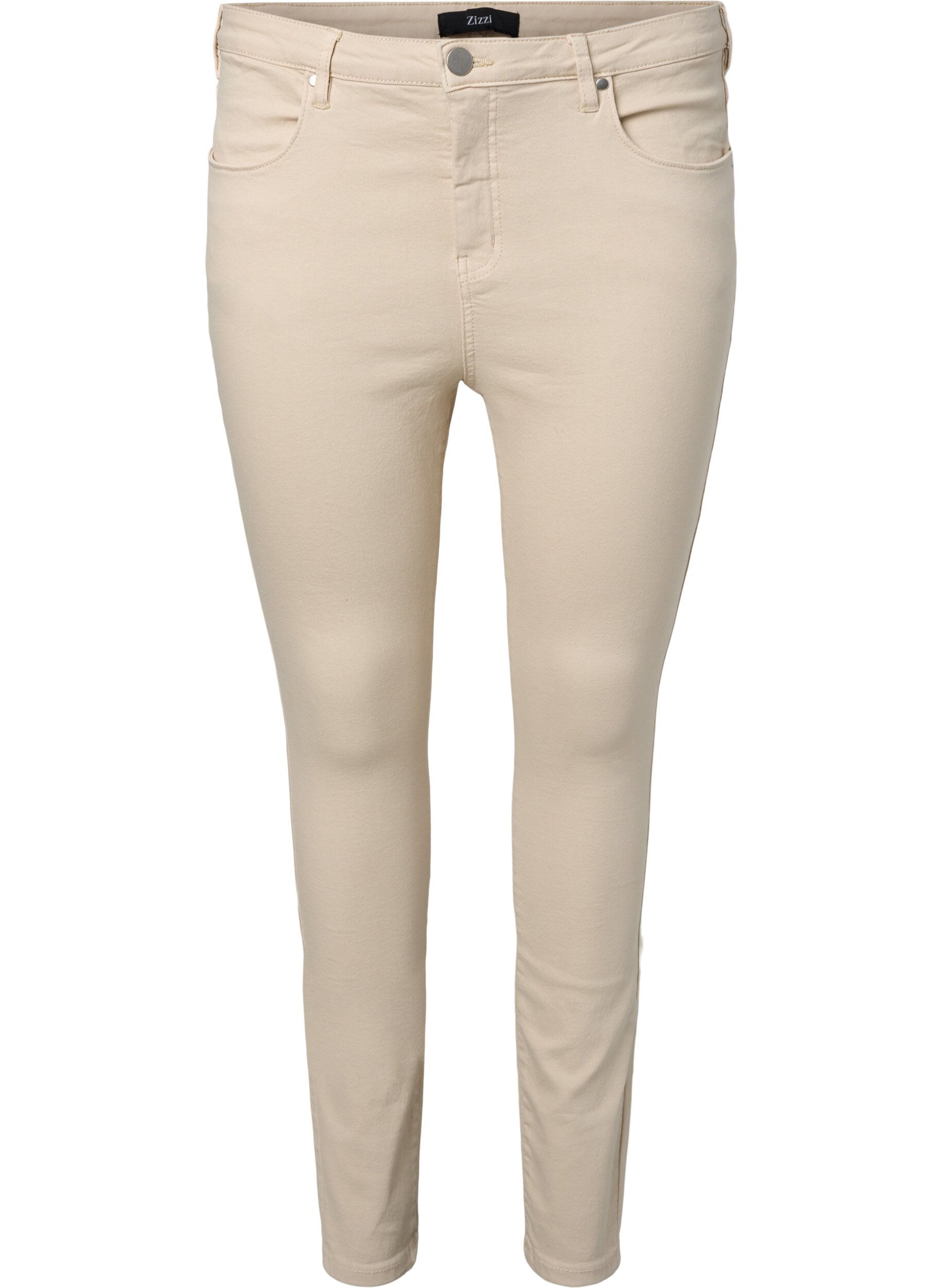 ZizziHochtaillierte Amy Jeans in Super Slim Fit, Oatmeal, Packshot image number 0