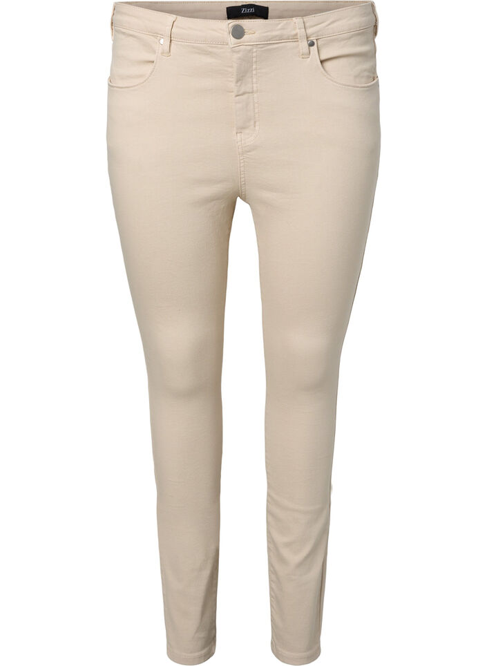 Hochtaillierte Amy Jeans in Super Slim Fit, Oatmeal, Packshot image number 0