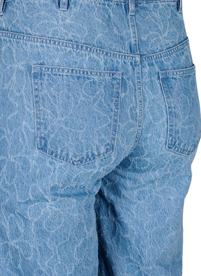 Gemma Jeans mit hoher Taille und geblümtem Muster, Blau, Packshot image number 3