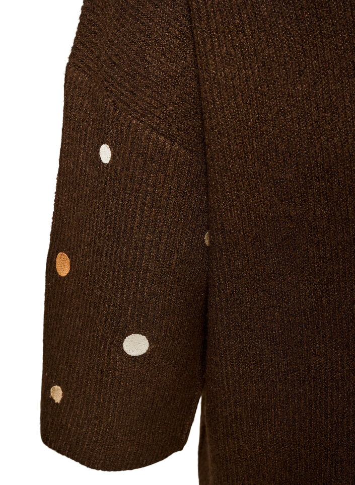 Strickbluse mit kleinen Stickmotiven, Braun, Packshot image number 3
