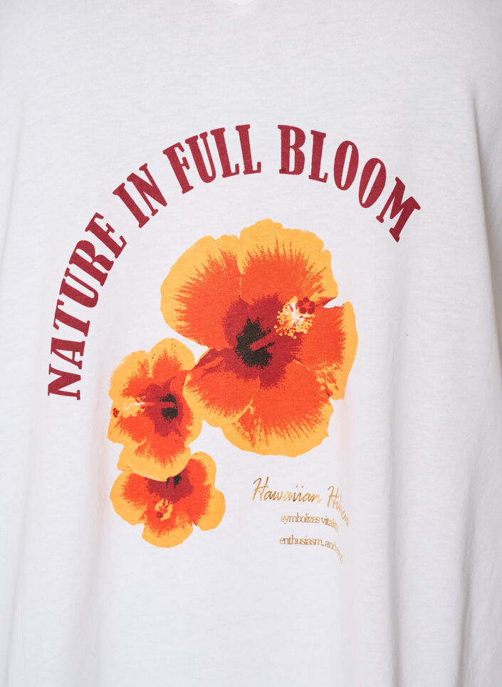 T-Shirt aus Baumwolle mit Frontprint und V-Ausschnitt, Wei&szlig;, Packshot image number 2