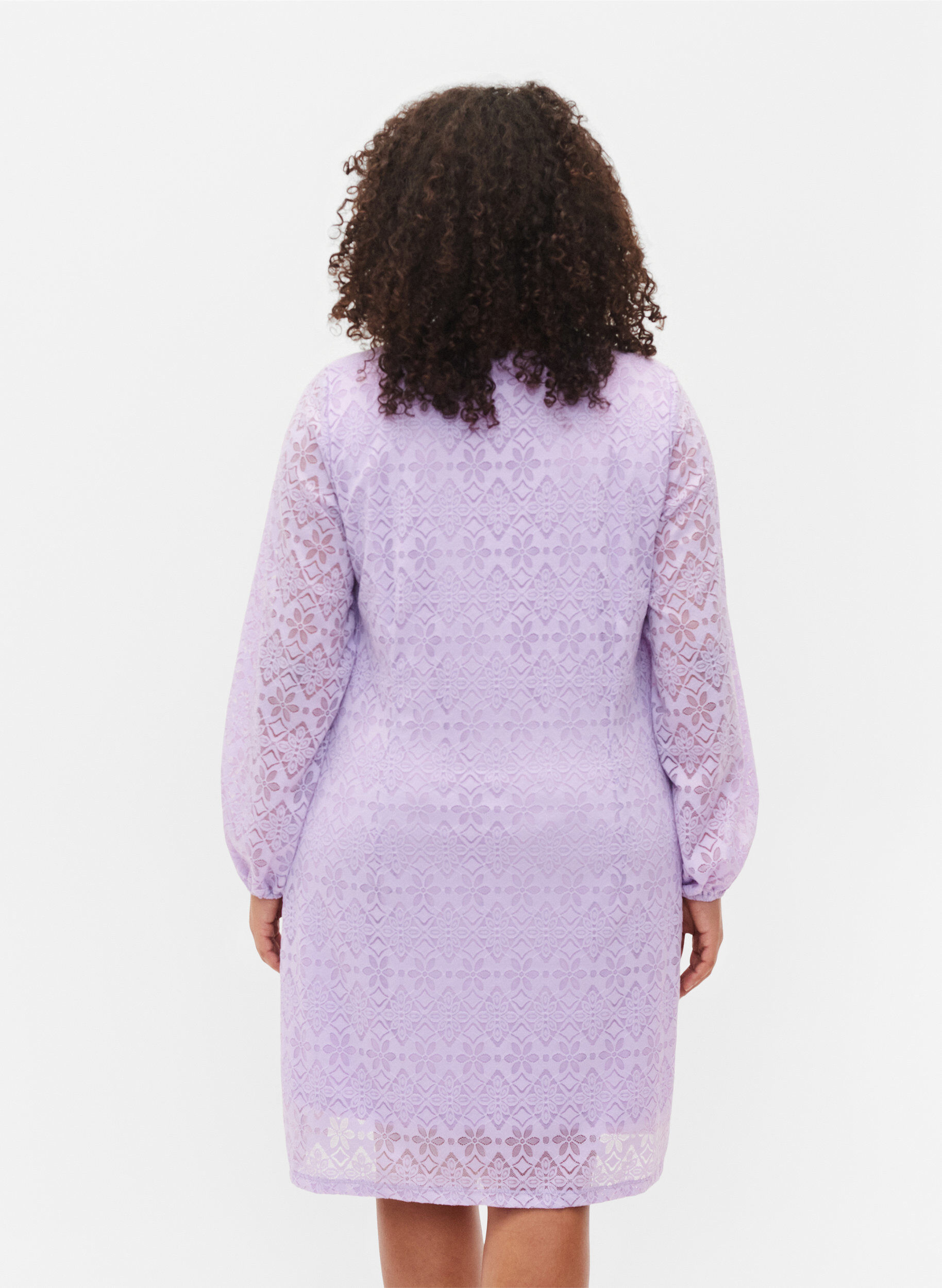 ZizziSpitzenkleid mit V-Ausschnitt und langen &Auml;rmeln, Pastel Lilac, Model image number 1