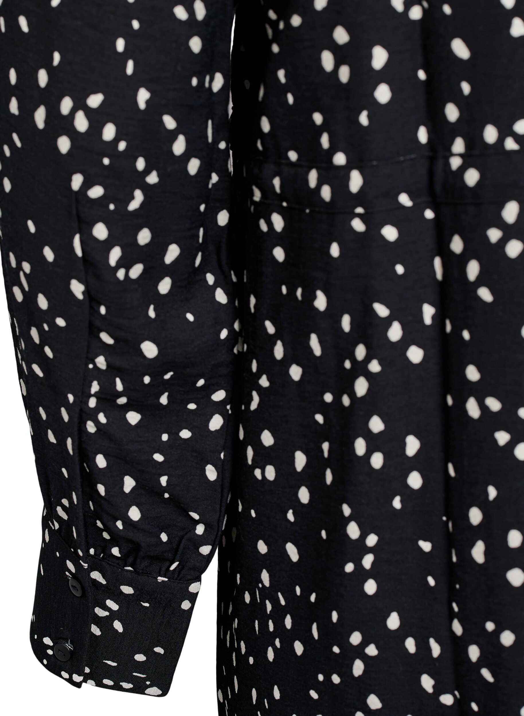 ZizziBlusenkleid aus bedrucktem Material mit Bindeg&uuml;rtel, Schwarz, Packshot image number 3