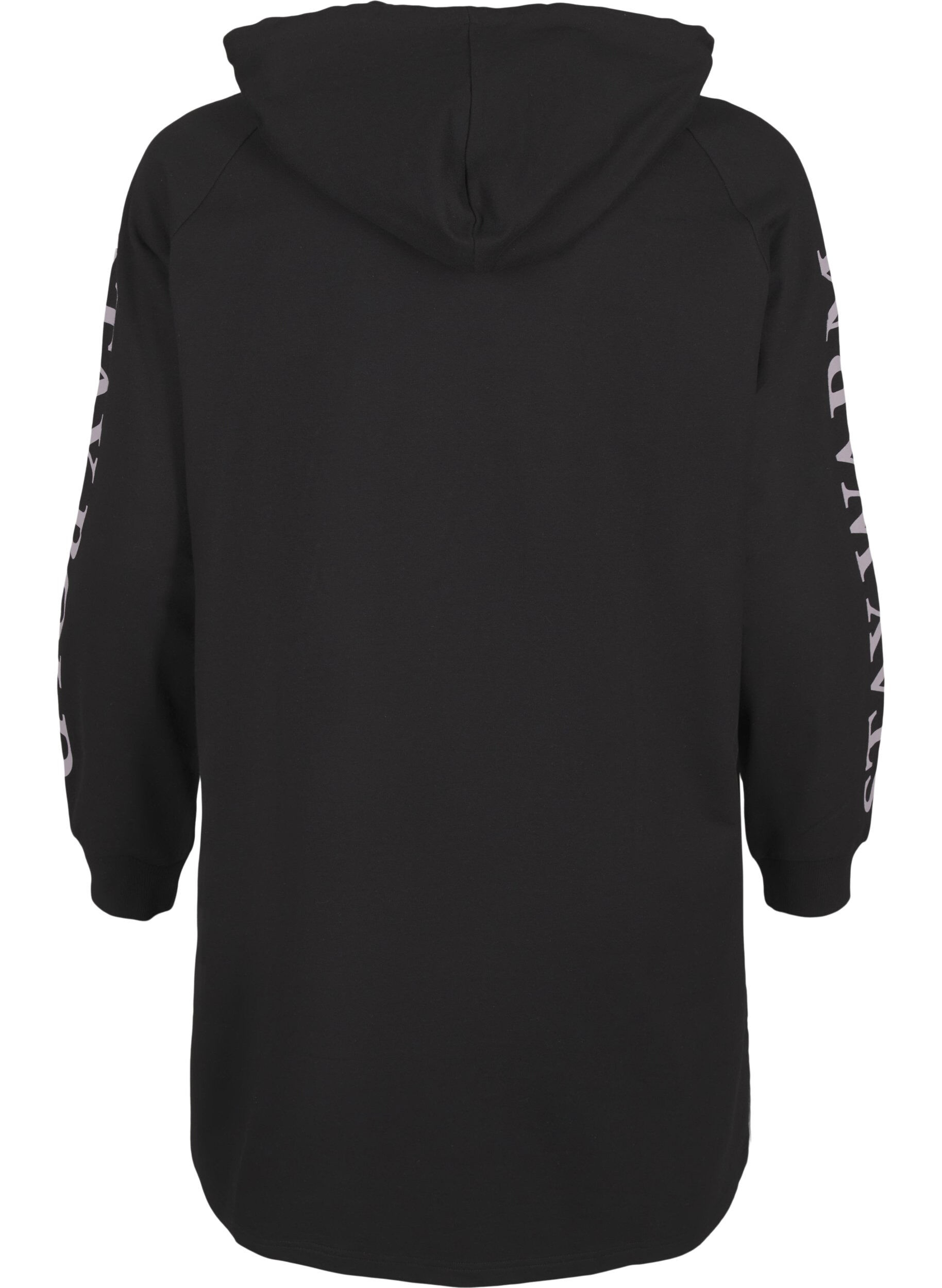 ZizziOversize-Sweatshirt mit Print an den &Auml;rmeln, Black w. Silver, Packshot image number 1