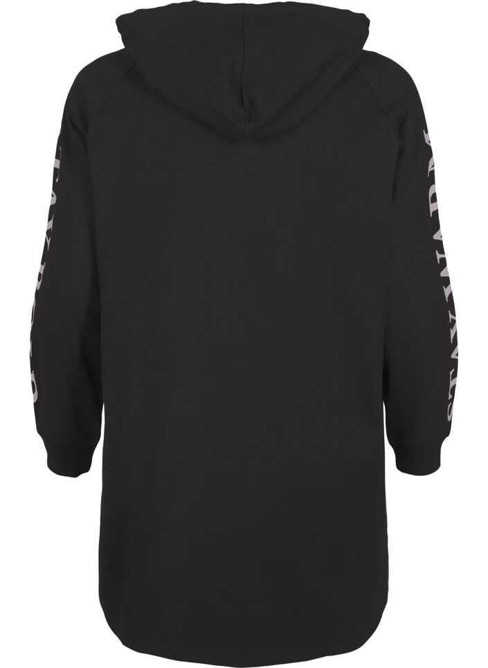 Oversize-Sweatshirt mit Print an den Ärmeln, Black w. Silver, Packshot image number 1