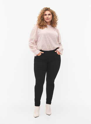 Langärmelige Bluse mit gemusterter Textur, Whisper Pink, Model image number 2
