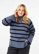 Gestreifter Strickpullover mit Rollkragen, B.Sea w.BlackStripes, Model image number 0