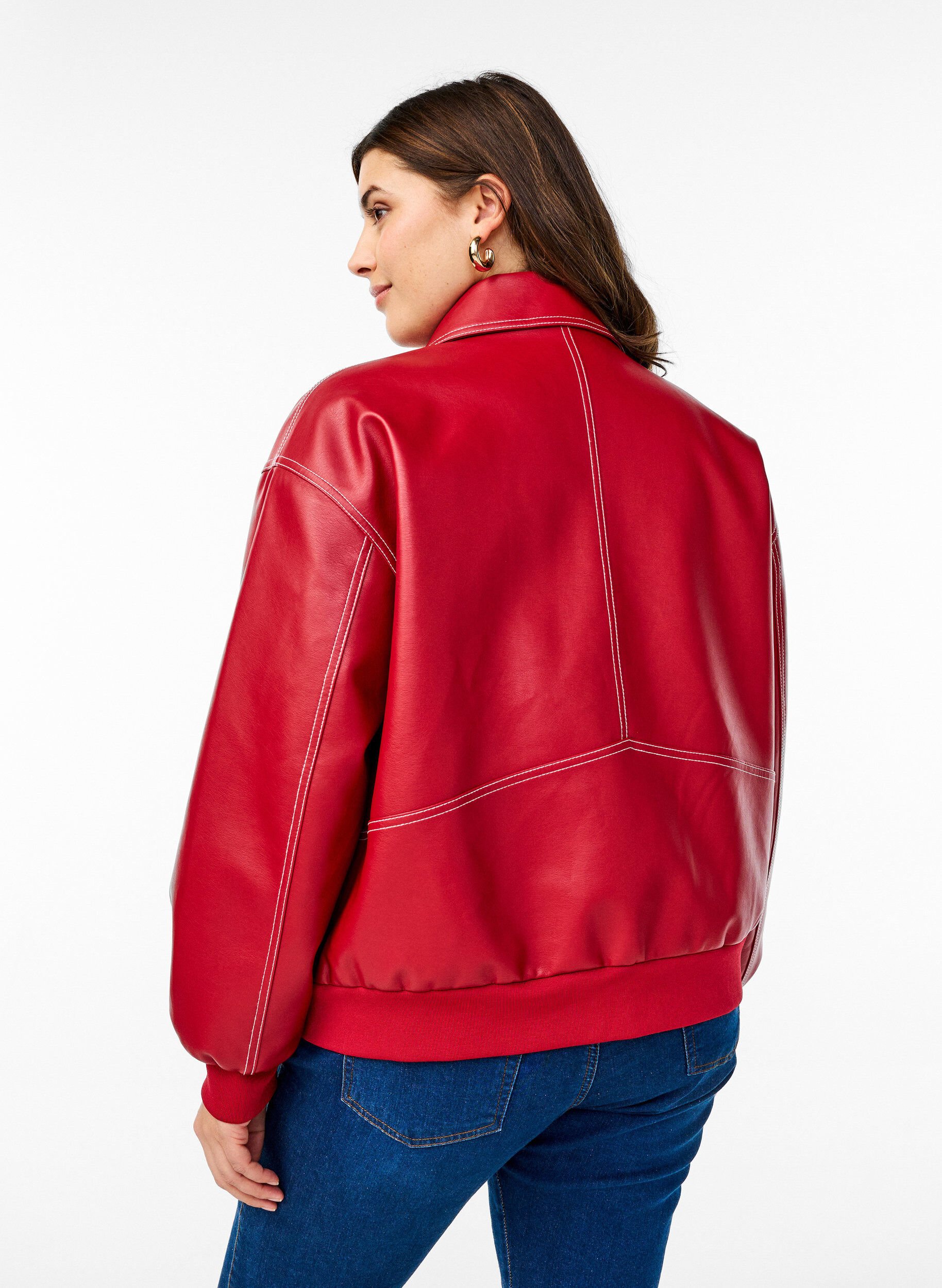 ZizziBomberjacke aus Kunstleder, Rhythmic Red, Model image number 1