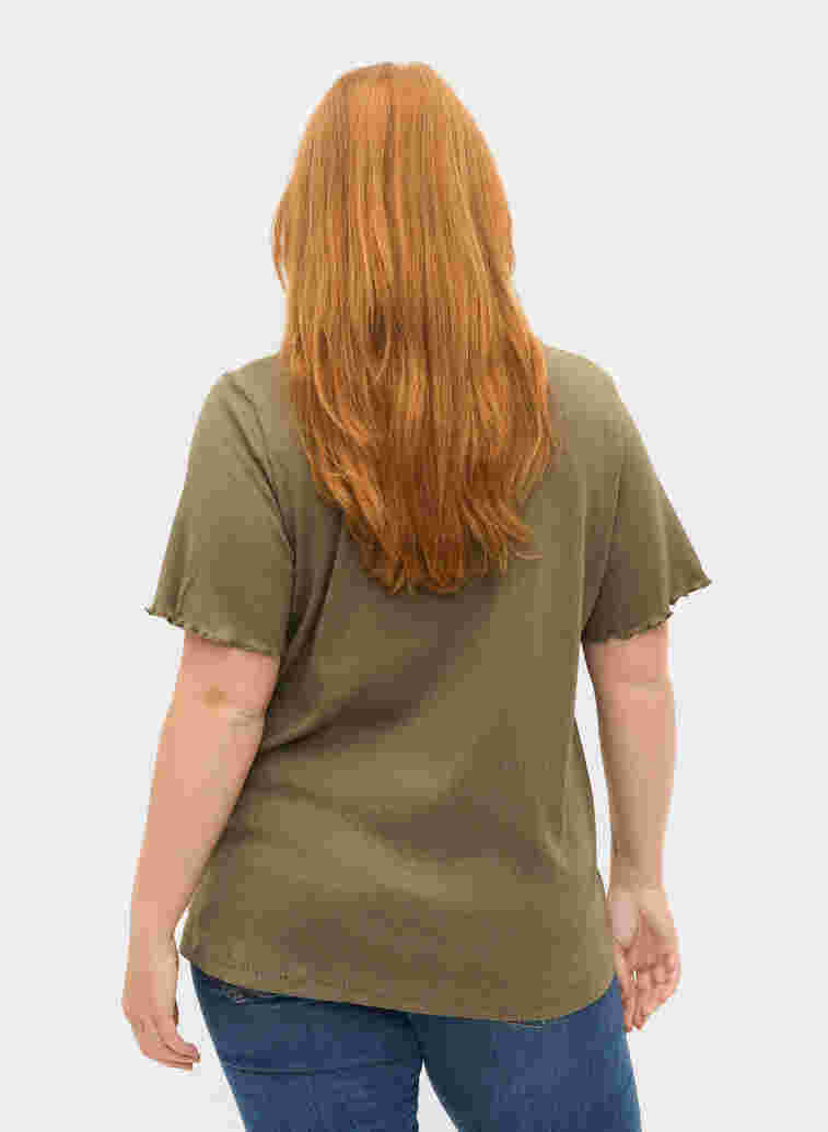 Kurzarm T-Shirt aus Rippqualität, Dusty Olive, Model image number 1