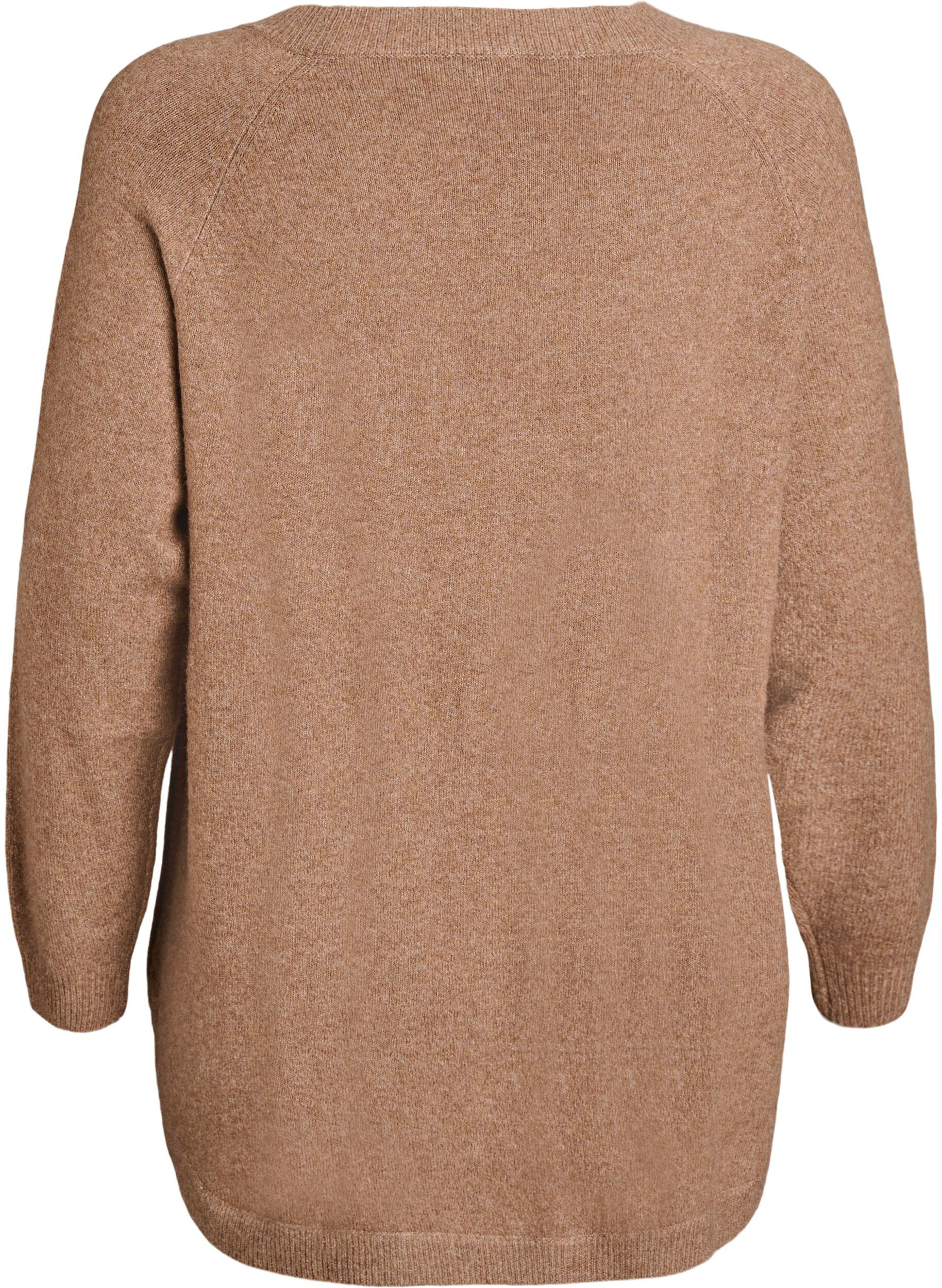 ZizziLange Strickbluse mit Kugelkn&ouml;pfen, Braun, Packshot image number 1