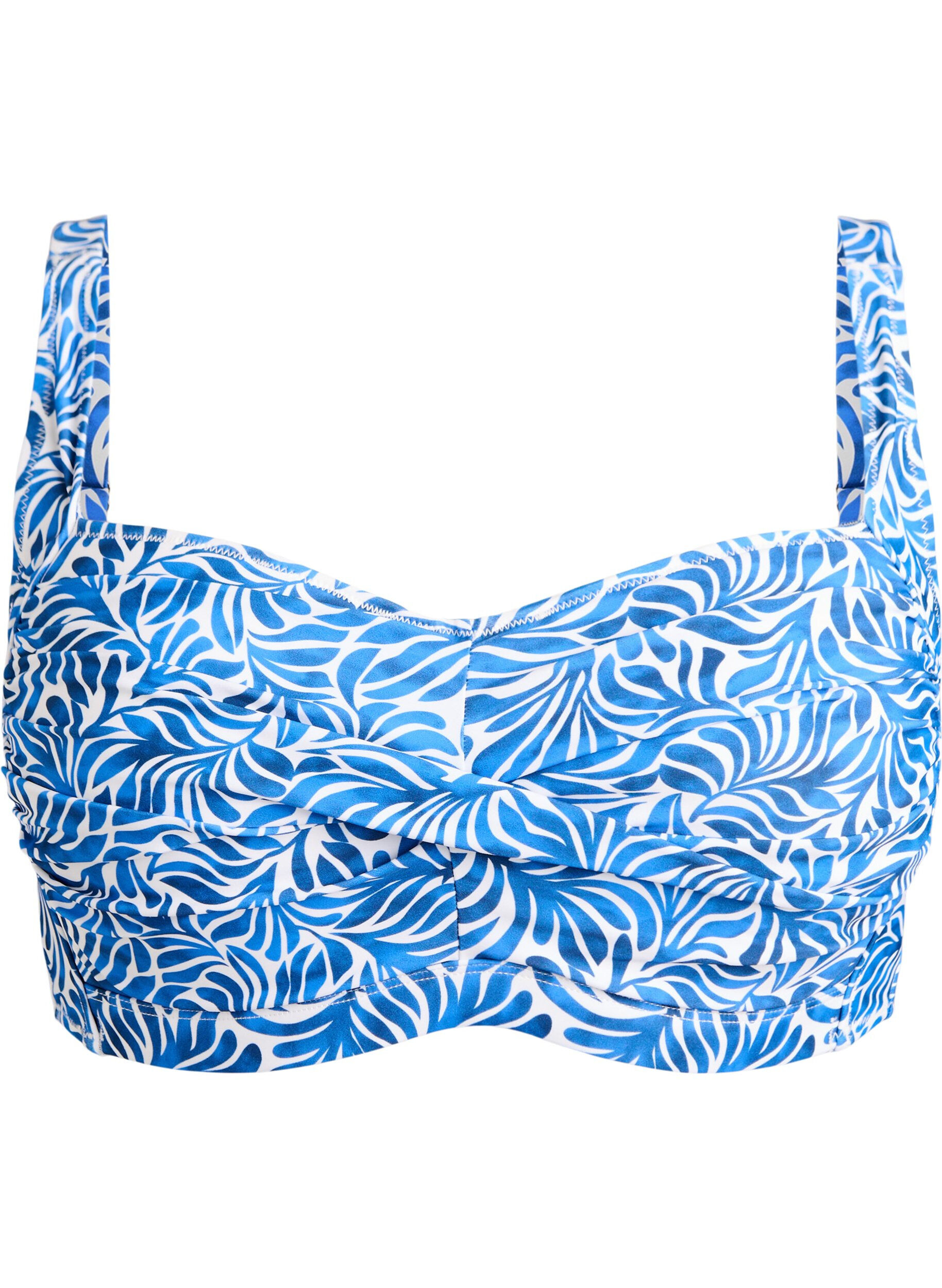 ZizziWattierter Bikini-Oberteil mit Print, Blau, Packshot image number 0