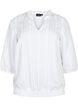 Viskose Bluse mit 3/4 Ärmeln und Smock, Bright White, Packshot image number 0