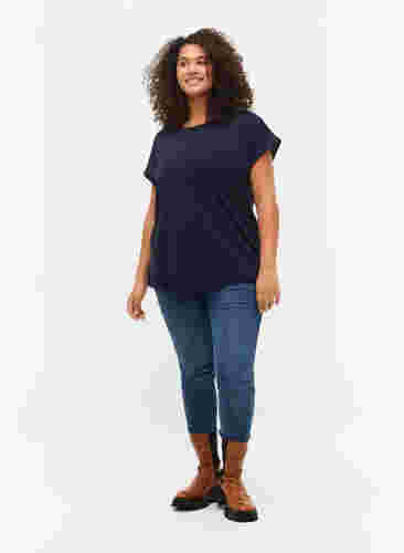 Kurzärmeliges T-Shirt aus einer Baumwollmischung, Navy Blazer, Model image number 2