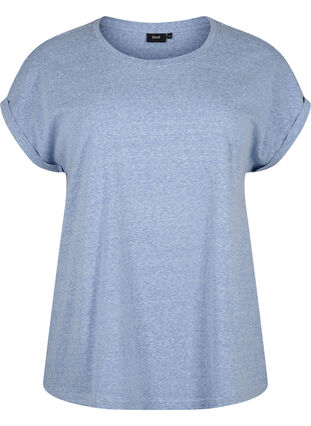 Melange T-Shirt mit kurzen Ärmeln, Moonlight Blue Mel. , Packshot image number 0