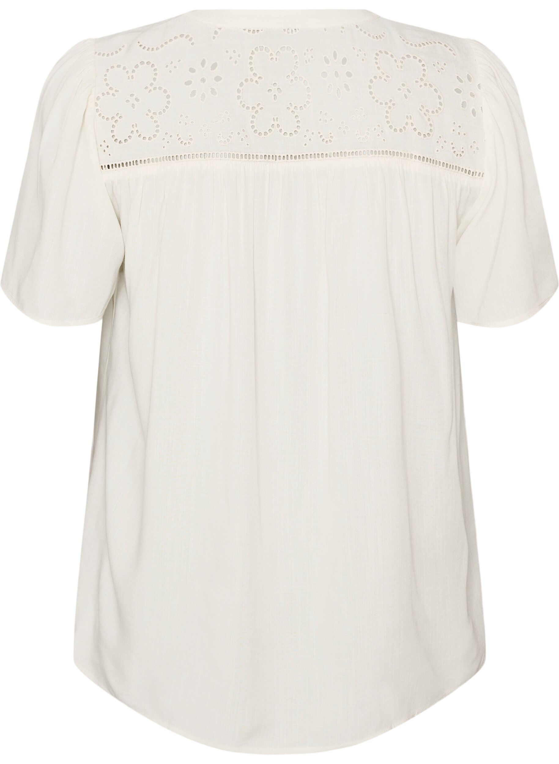 ZizziBluse aus Viskose mit Broderie Anglaise, Beige, Packshot image number 1