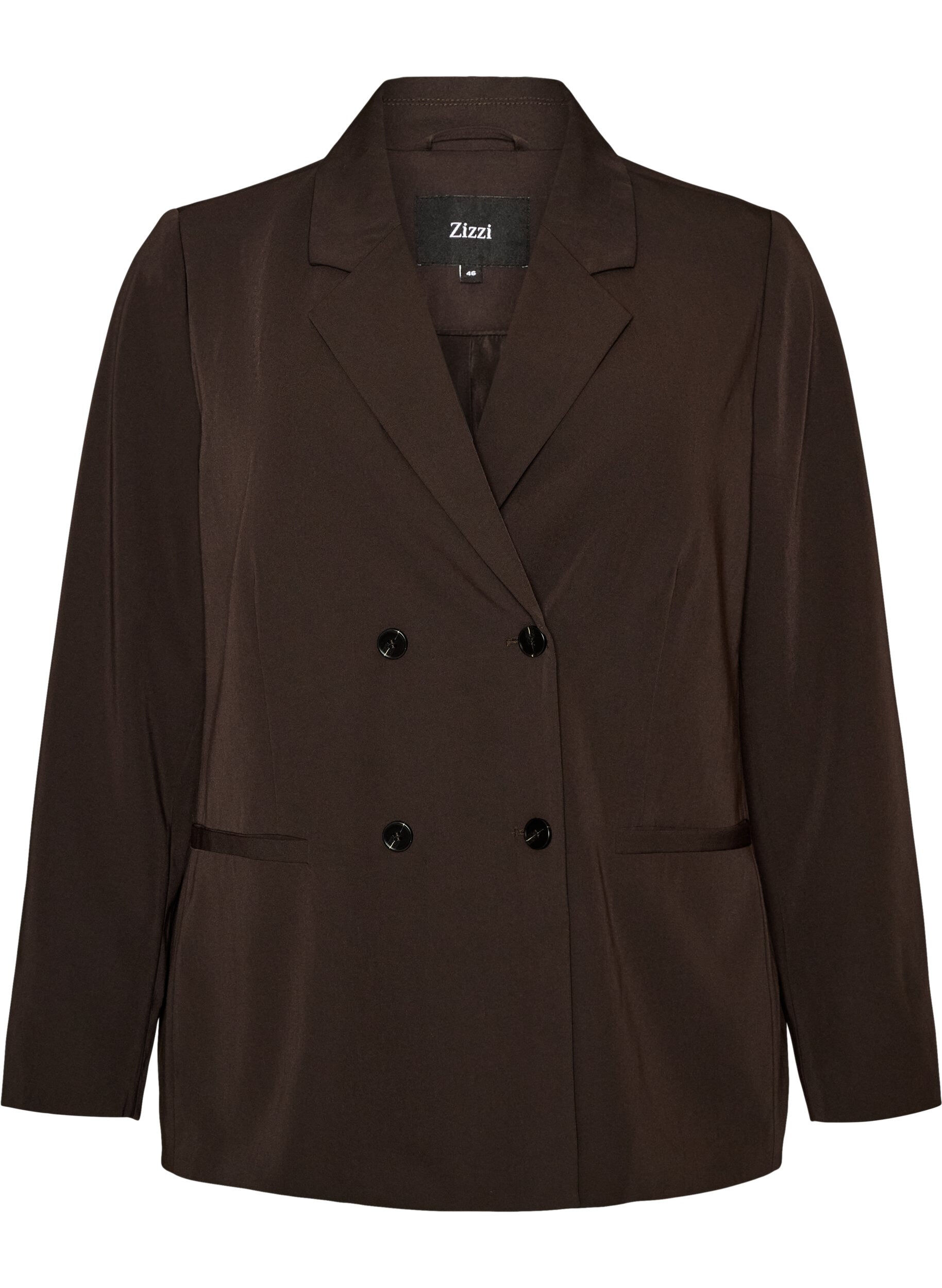 ZizziZweireihiger Blazer mit lockerer Passform, Braun, Packshot image number 0