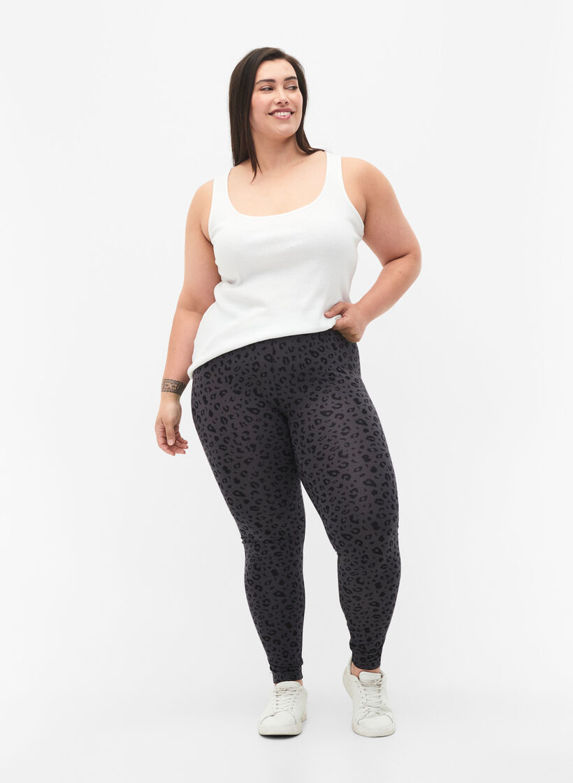 Viskose Leggings mit Leopardendruck, Grau, Model image number 1