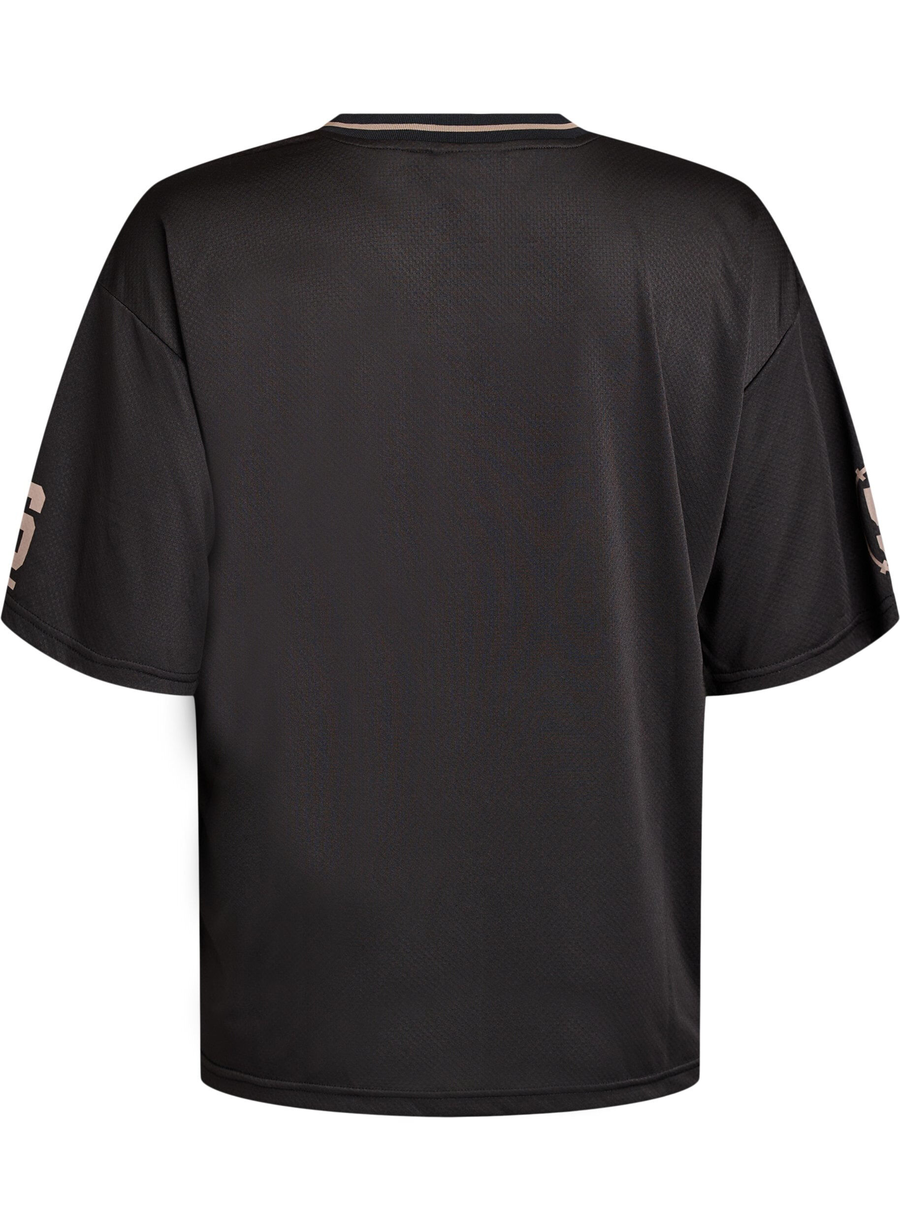 ZizziSportliches T-Shirt mit V-Ausschnitt und Racing-Print, Schwarz, Packshot image number 1