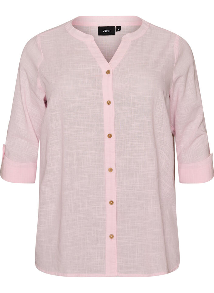 Baumwollbluse mit V-Ausschnitt, Rot, Packshot image number 0
