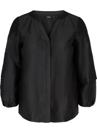 Strukturierte Jacke mit V-Ausschnitt, Black, Packshot image number 0