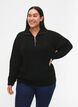 Strickpullover mit hohem Kragen und Rei&szlig;verschluss, Schwarz, Model image number 0