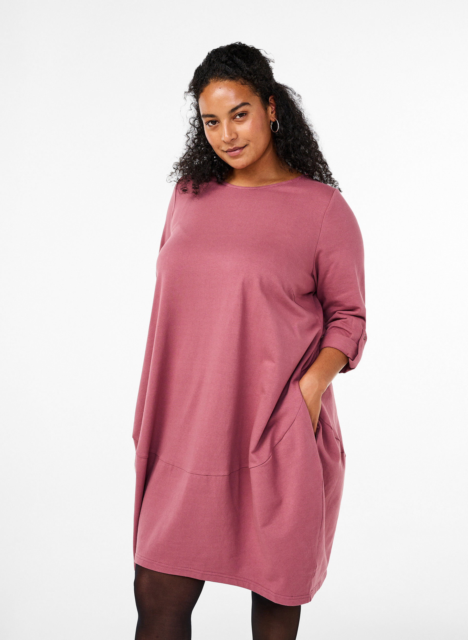 ZizziBallonkleid aus Baumwolle mit Taschen, Rot, Model image number 0