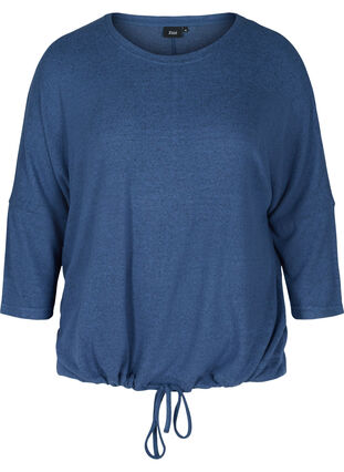 Melierte Bluse mit verstellbarem Bund, Vintage Indigo Mel, Packshot image number 0