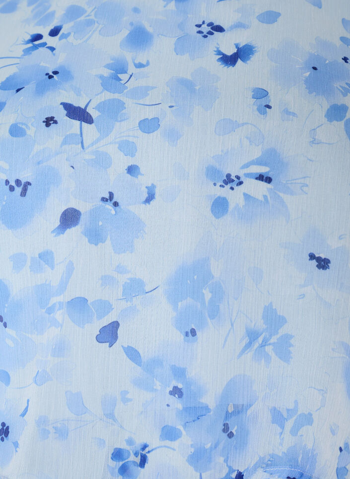 Kurzes Kleid in Chiffon-Optik mit Blumenprint und Volantlagen, Blau, Packshot image number 2