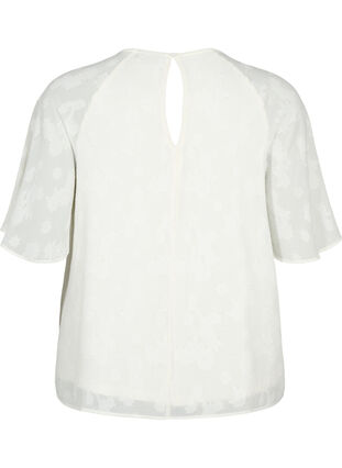 Kurzärmelige Bluse mit Struktur, Warm Off-white, Packshot image number 1