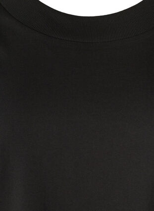 Kurzarm T-Shirt mit breitem, geripptem Hals, Black, Packshot image number 2