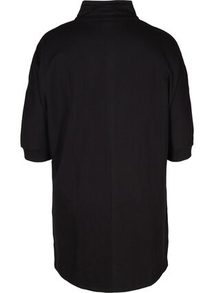 Baumwoll-Sweatkleid mit Reißverschluss und 3/4 Ärmeln, Black, Packshot image number 1