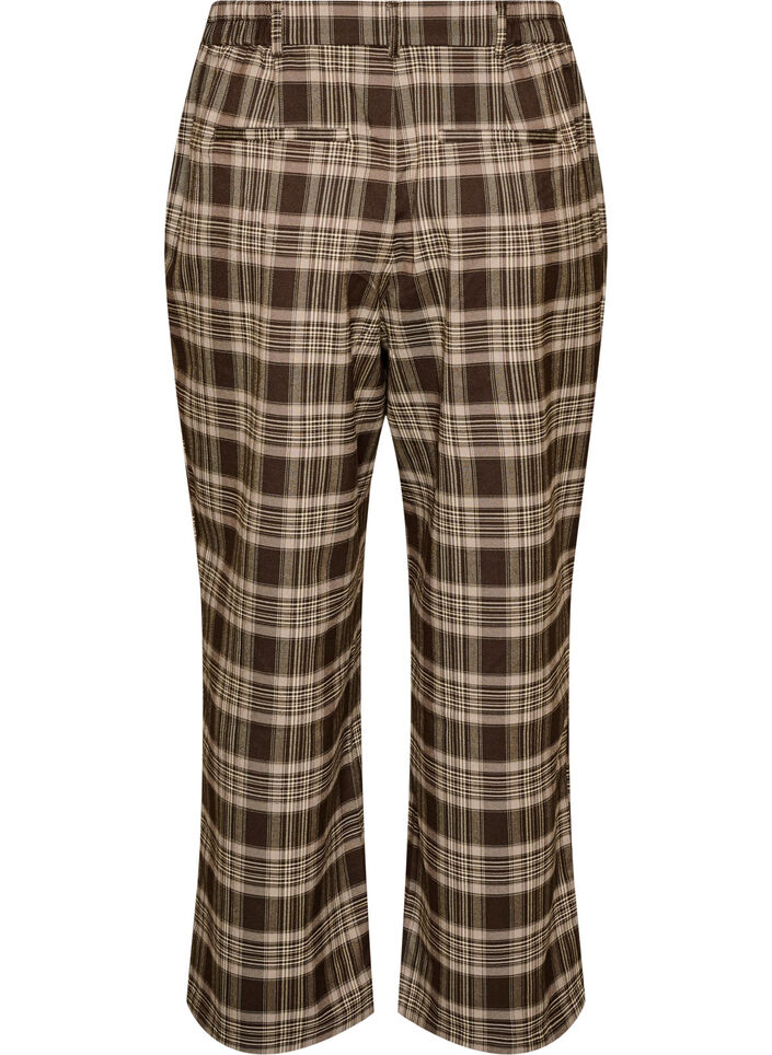 Karierte Hose mit weitem Bein, Braun, Packshot