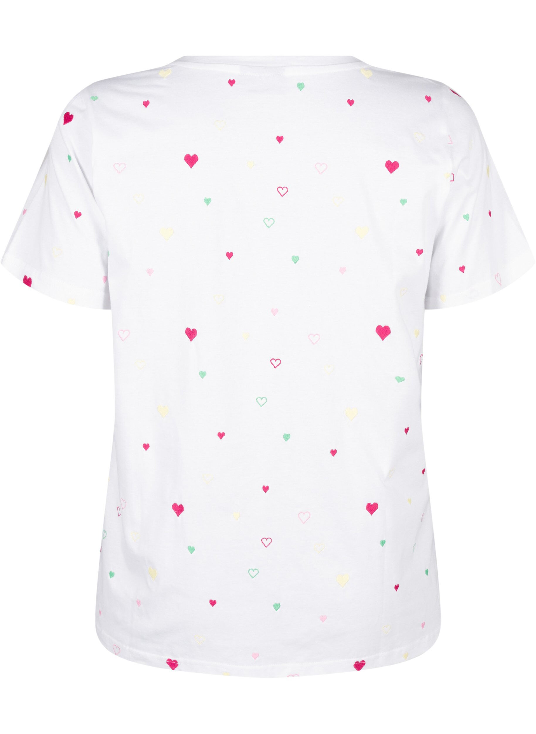 ZizziT-Shirt aus Bio-Baumwolle mit Herzen, White Heart Emb., Packshot image number 1