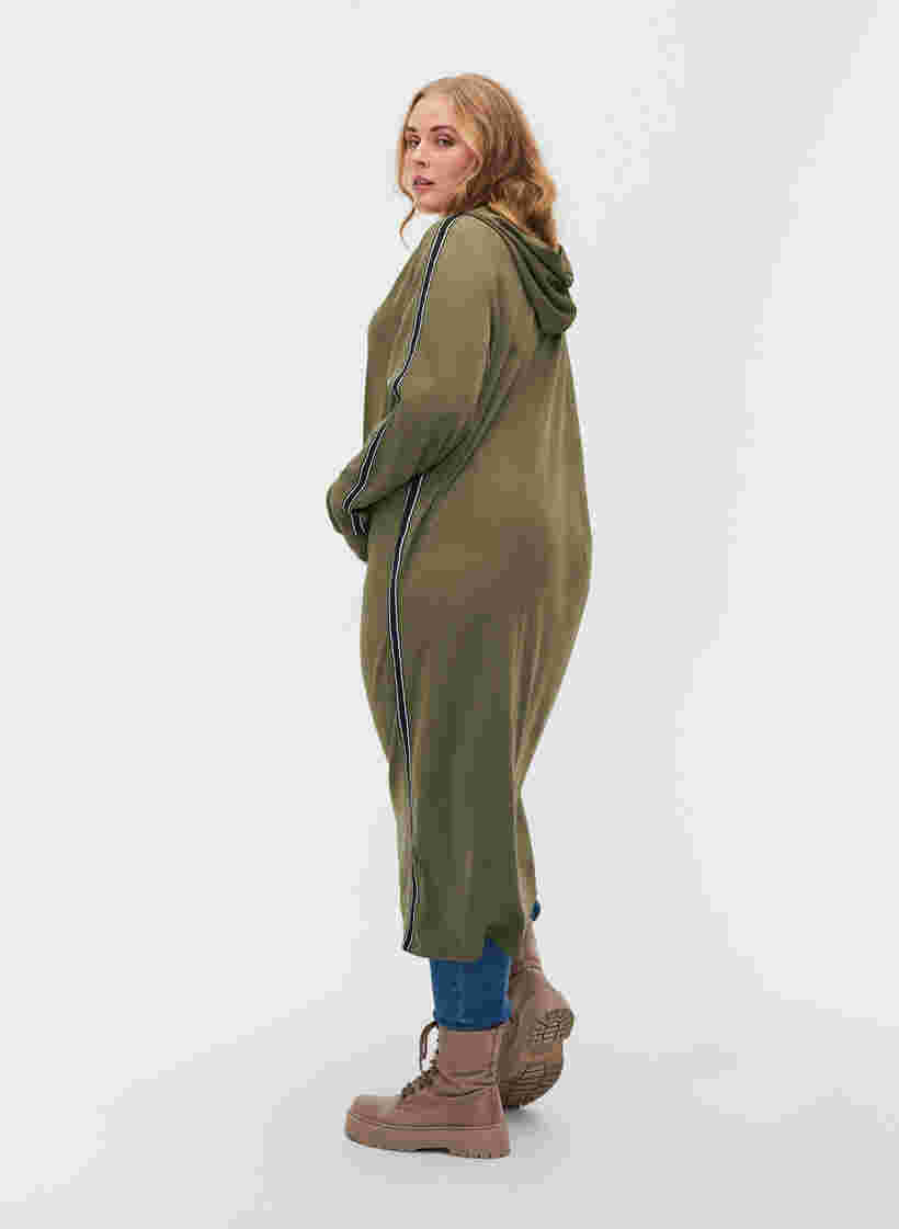 Sweatkleid mit Kapuze und Reißverschluss, Dusty Olive, Model image number 1