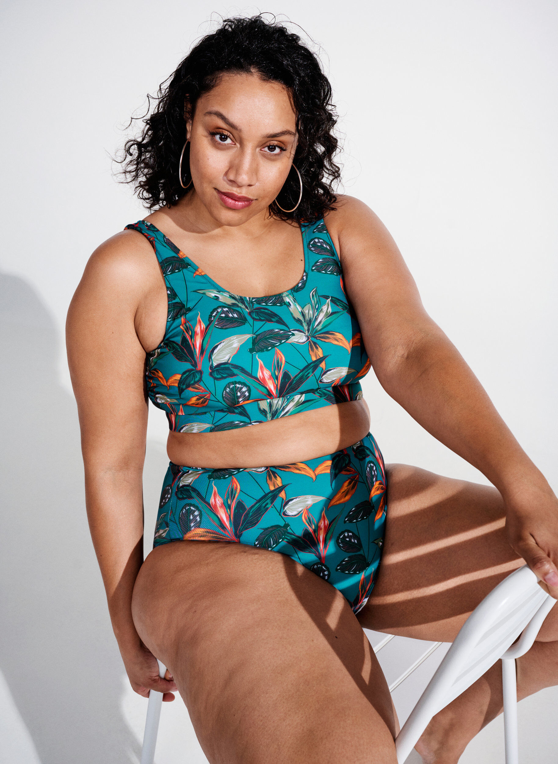 ZizziHochtailliertes Bikiniunterteil mit Print, T&uuml;rkis, Image image number 0