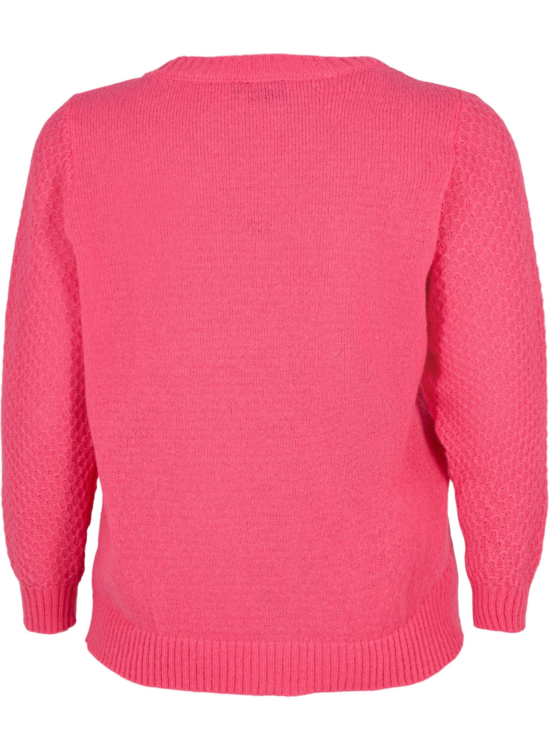 ZizziStrickbluse mit Blumendetails, Hot Pink, Packshot image number 1