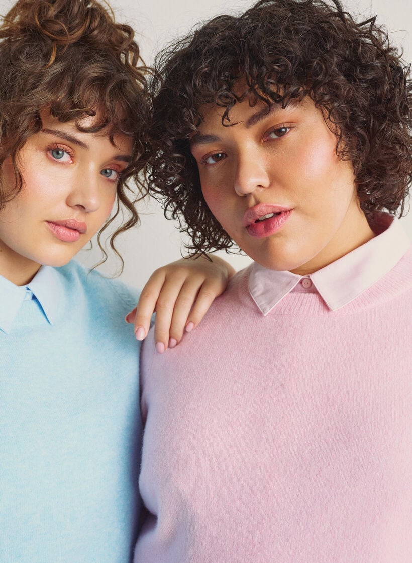 Bluse aus Strick mit kurzen Ärmeln, Pink, Image