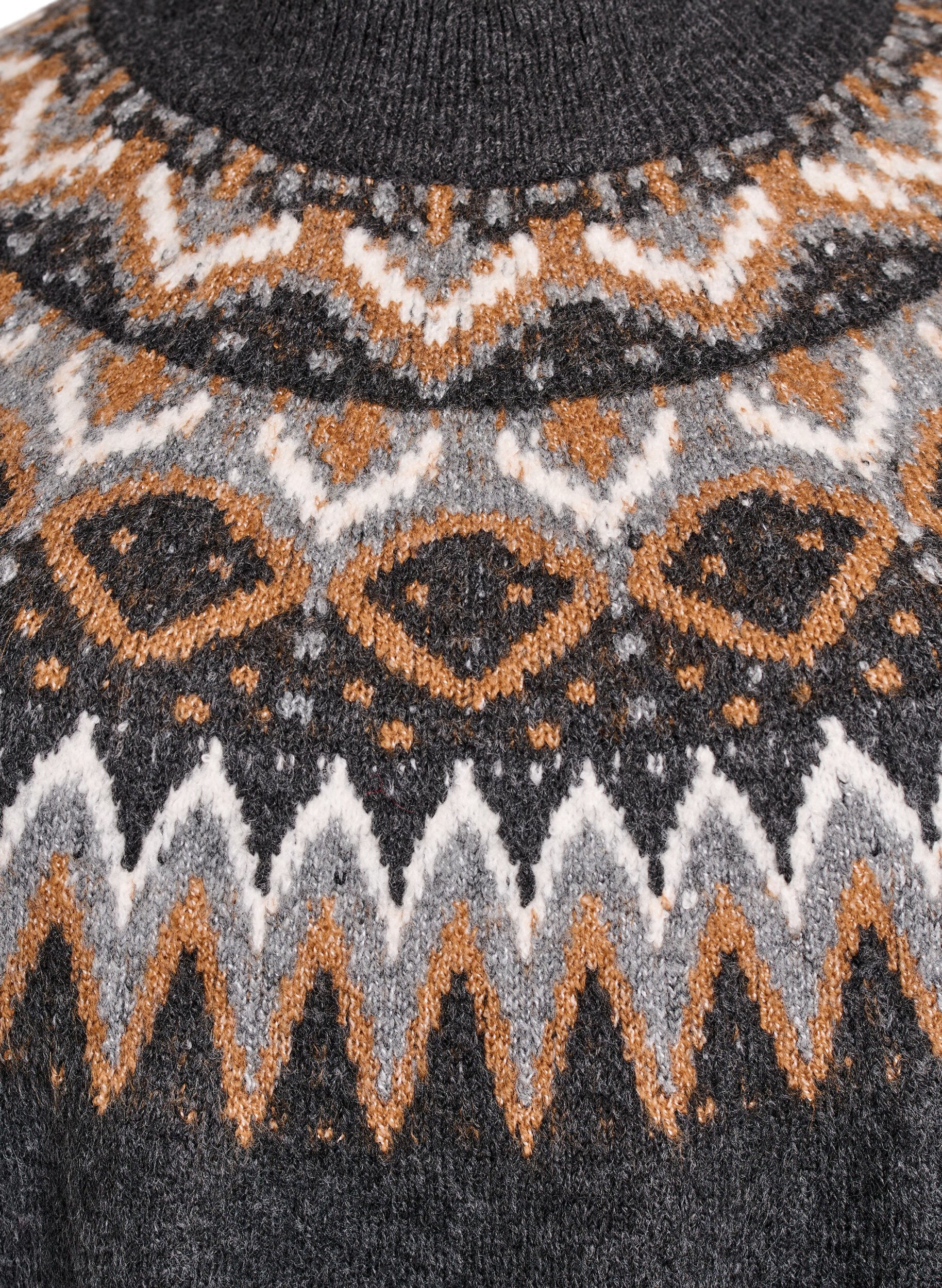 ZizziStrickkleid mit Jacquardmuster und Ballon&auml;rmeln, Grau, Packshot image number 2