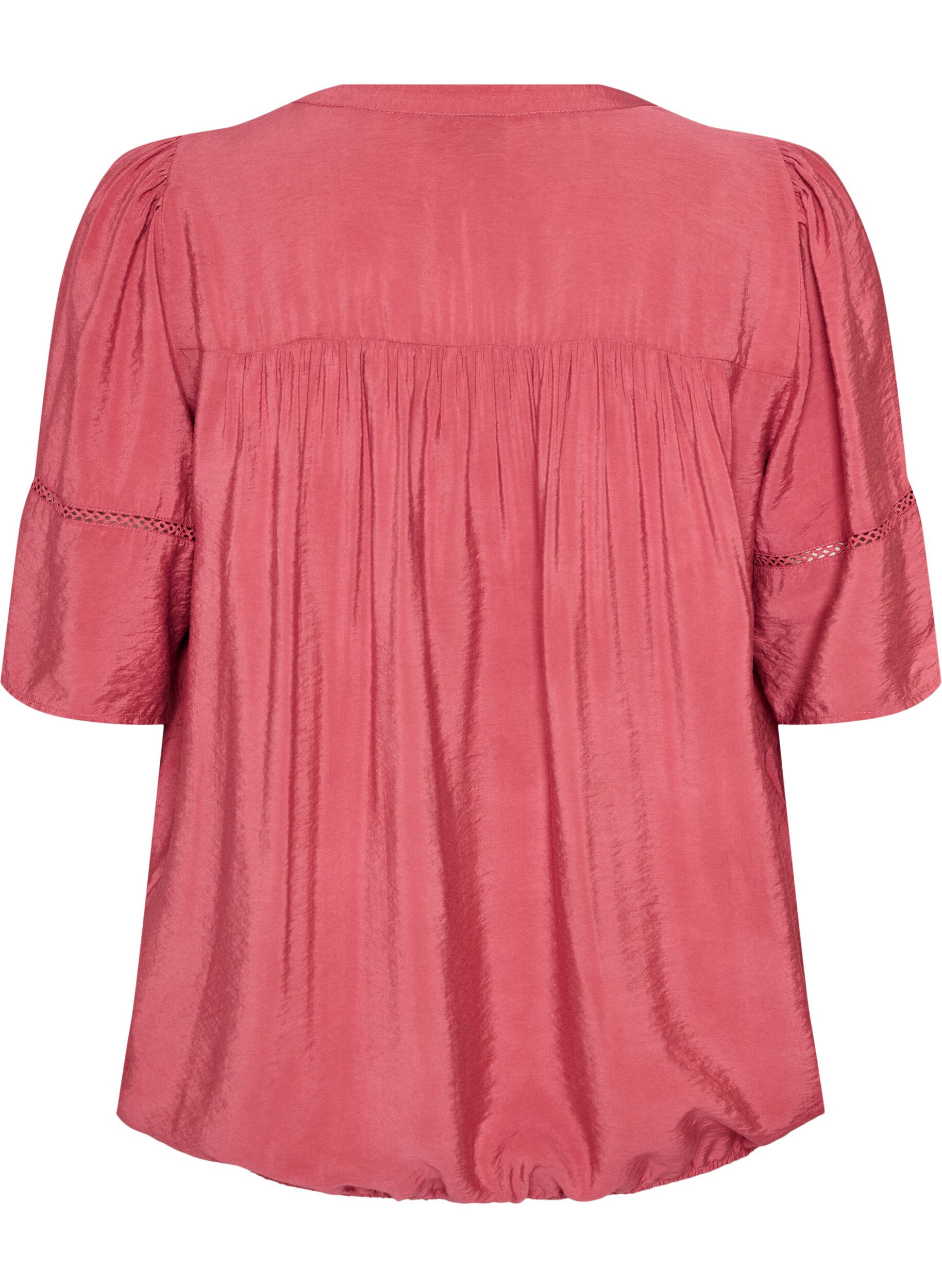 ZizziBluse aus Viskose mit Biesen und Ballon&auml;rmeln, Rot, Packshot image number 1