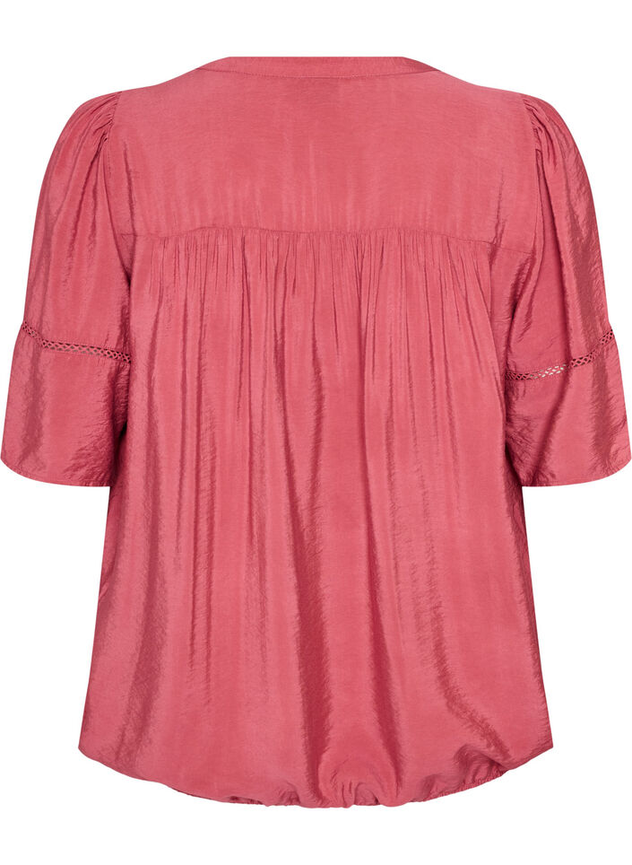 Bluse aus Viskose mit Biesen und Ballon&auml;rmeln, Rot, Packshot image number 1