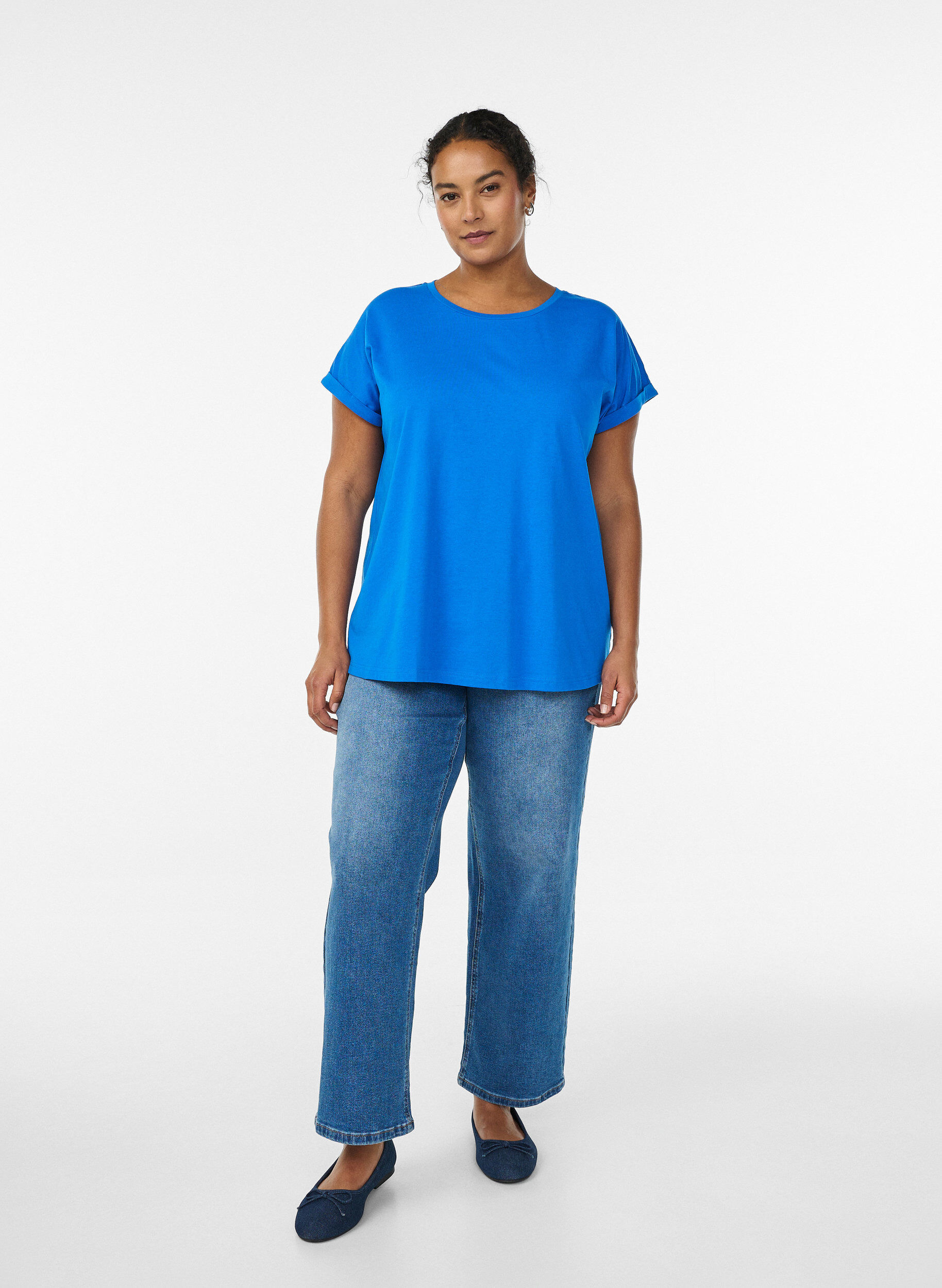 ZizziT-Shirt aus Baumwollmischung mit kurzen &Auml;rmeln, Blau, Model image number 1