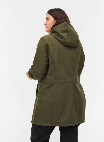 Softshell-Jacke mit Kapuze und verstellbarer Taille, Forest Night, Model image number 1
