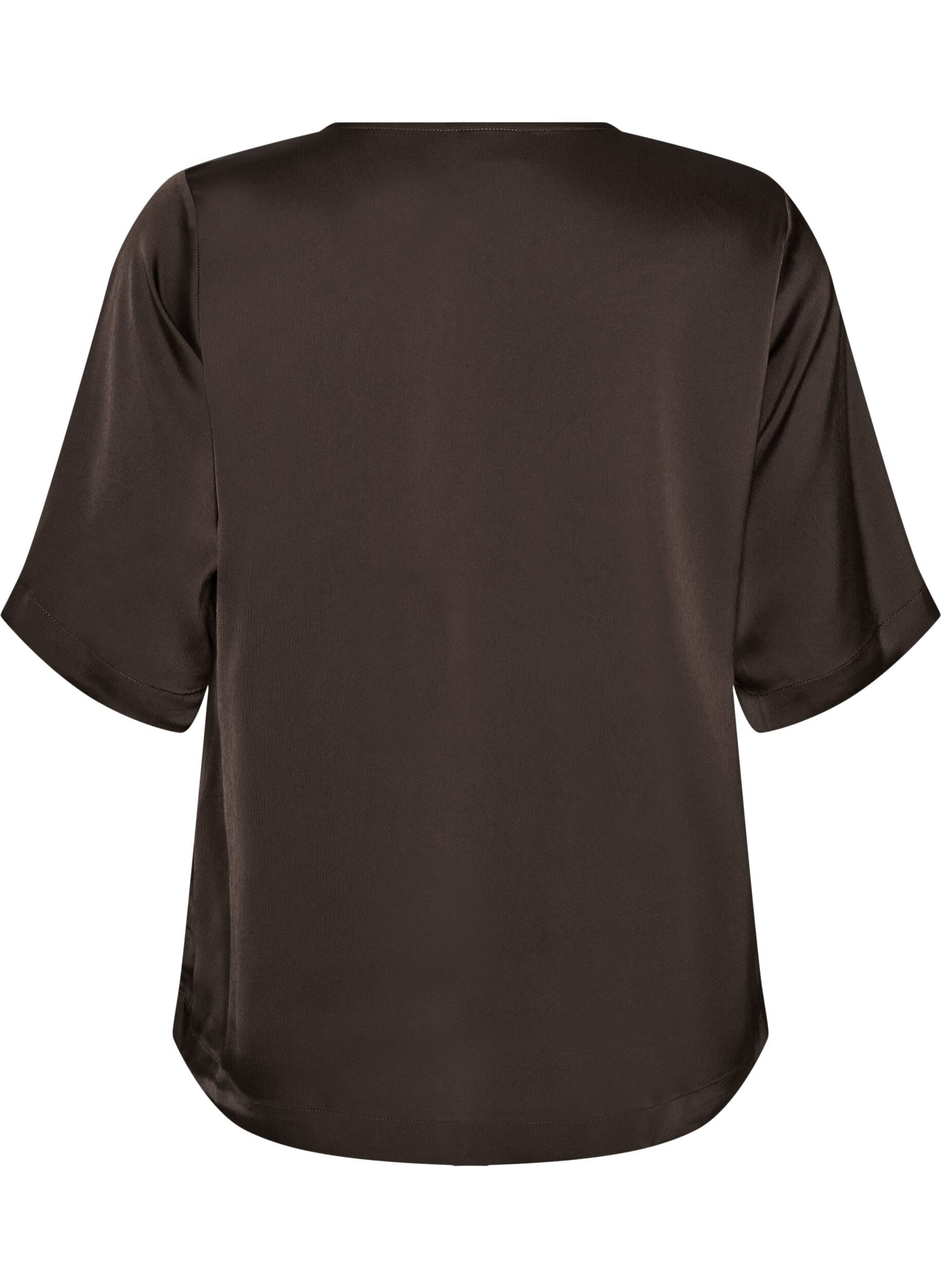 ZizziBluse aus Satin mit ellenbogenlangen &Auml;rmeln, Braun, Packshot image number 1