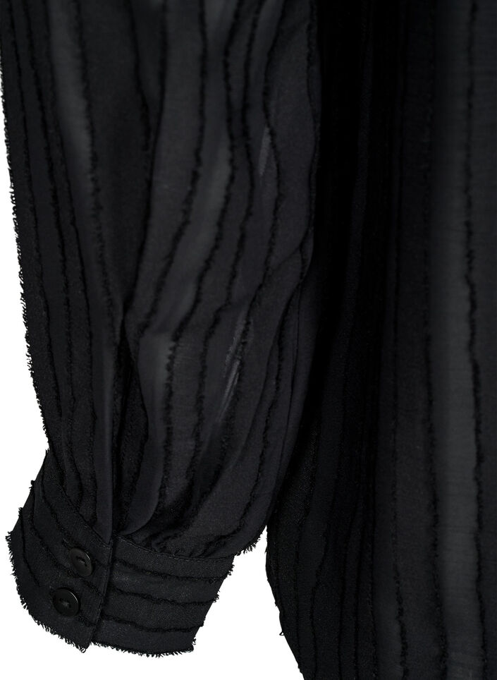 Streifenbluse mit transparenten Streifen, Schwarz, Packshot image number 3