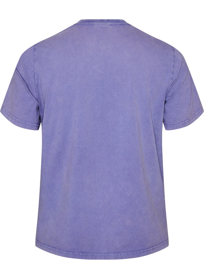 Baumwoll-T-Shirt mit Frontprint und gewaschener Optik, Lila, Packshot image number 1
