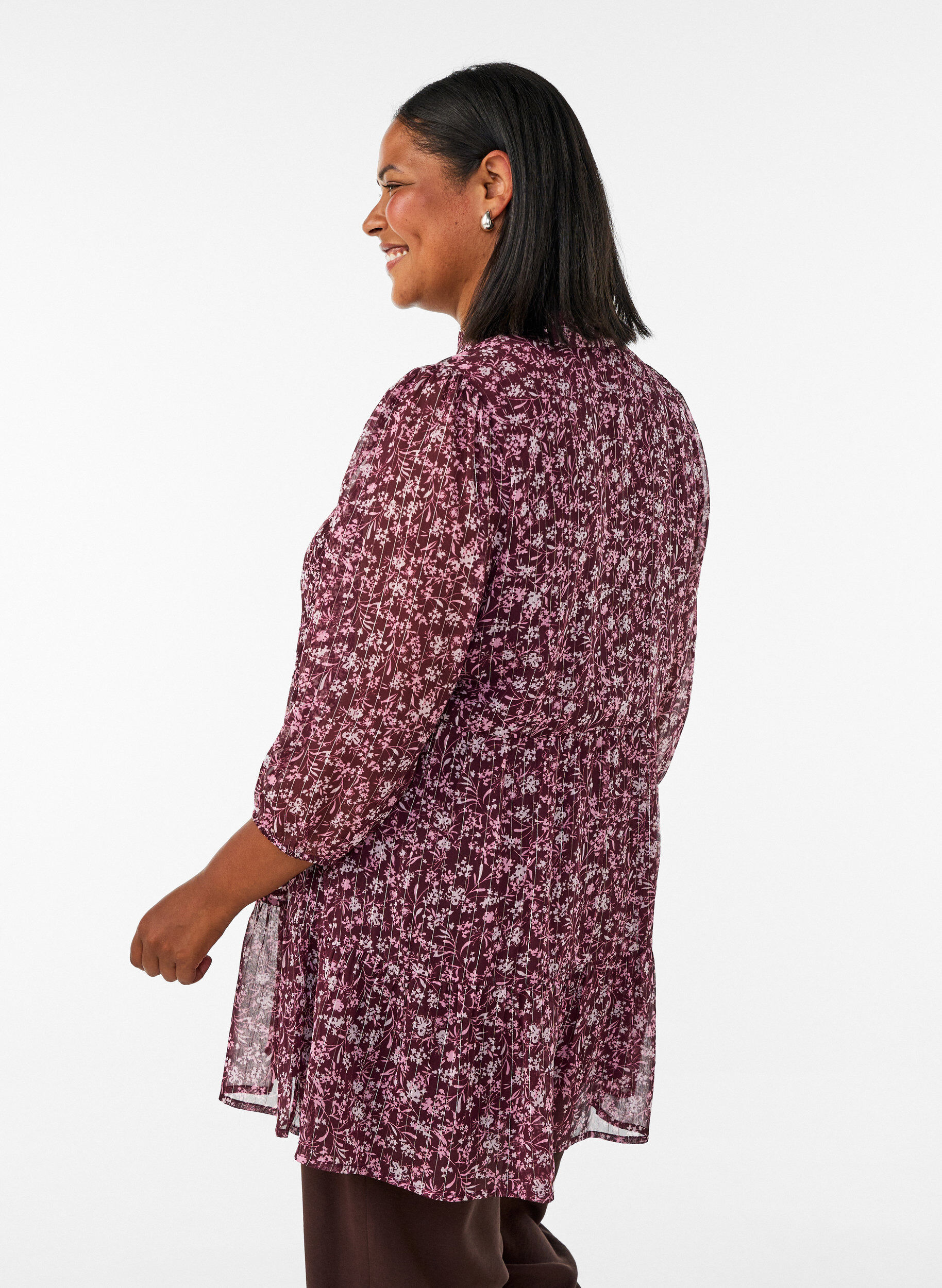 ZizziTunika mit Blumenmuster und Glitzerf&auml;den, Rot, Model image number 2