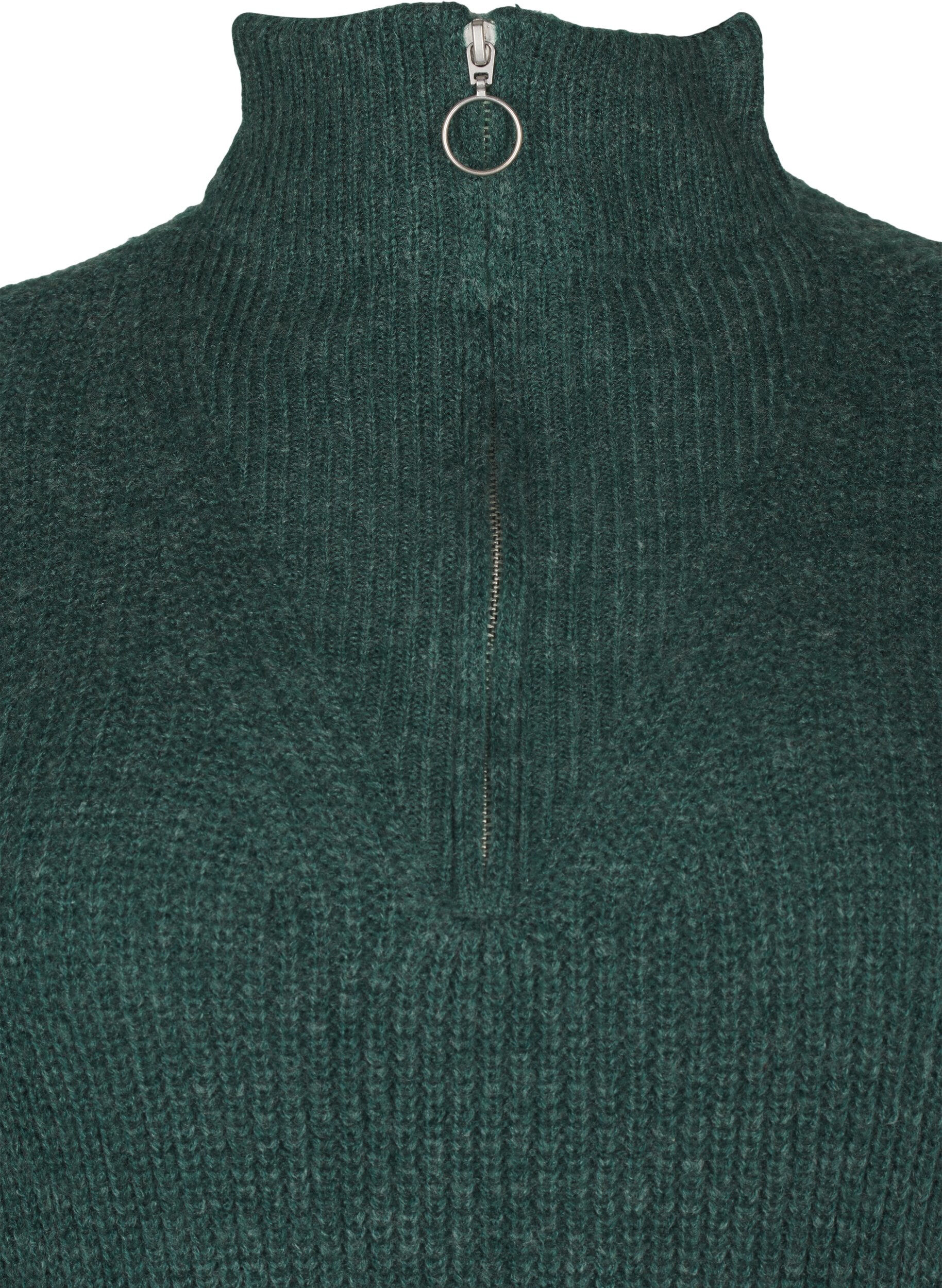 ZizziFlash - Strickkleid mit hohem Kragen, Sea Moss Mel., Packshot image number 2