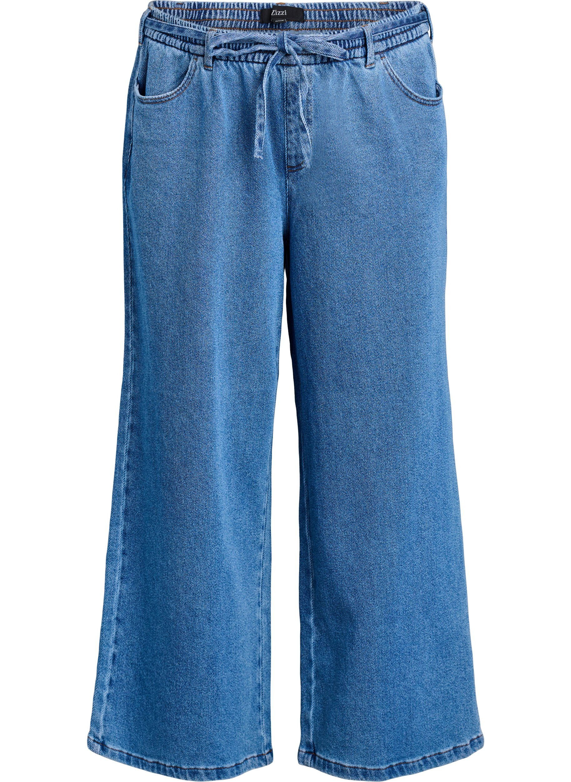 ZizziJeans mit lockerer Passform, elastischem Bund und Tunnelzug, Blau, Packshot image number 0