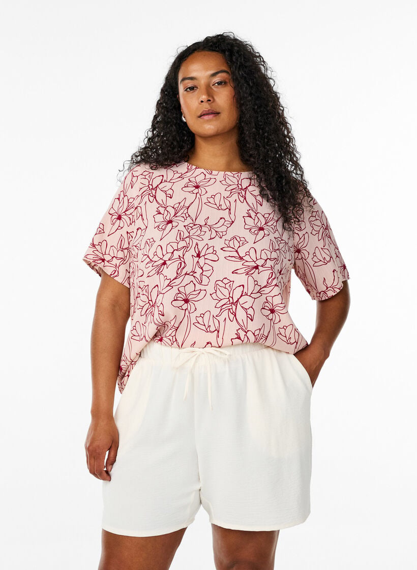 Kurze Hose mit Taschen und elastischem Bund, Vanille, Model image number 0